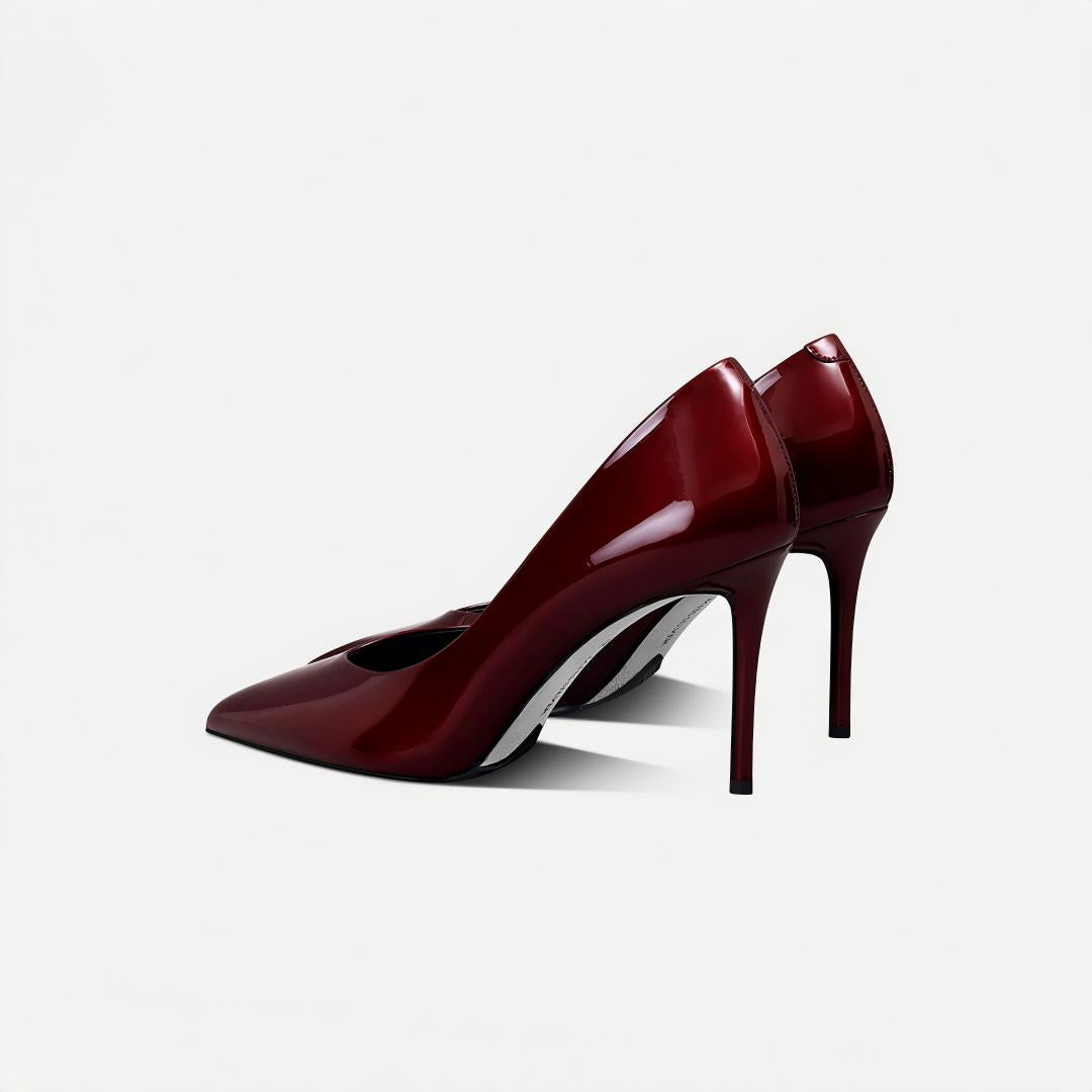 Cherry Red Patent Leather Pointy Toe Stiletto Pumps