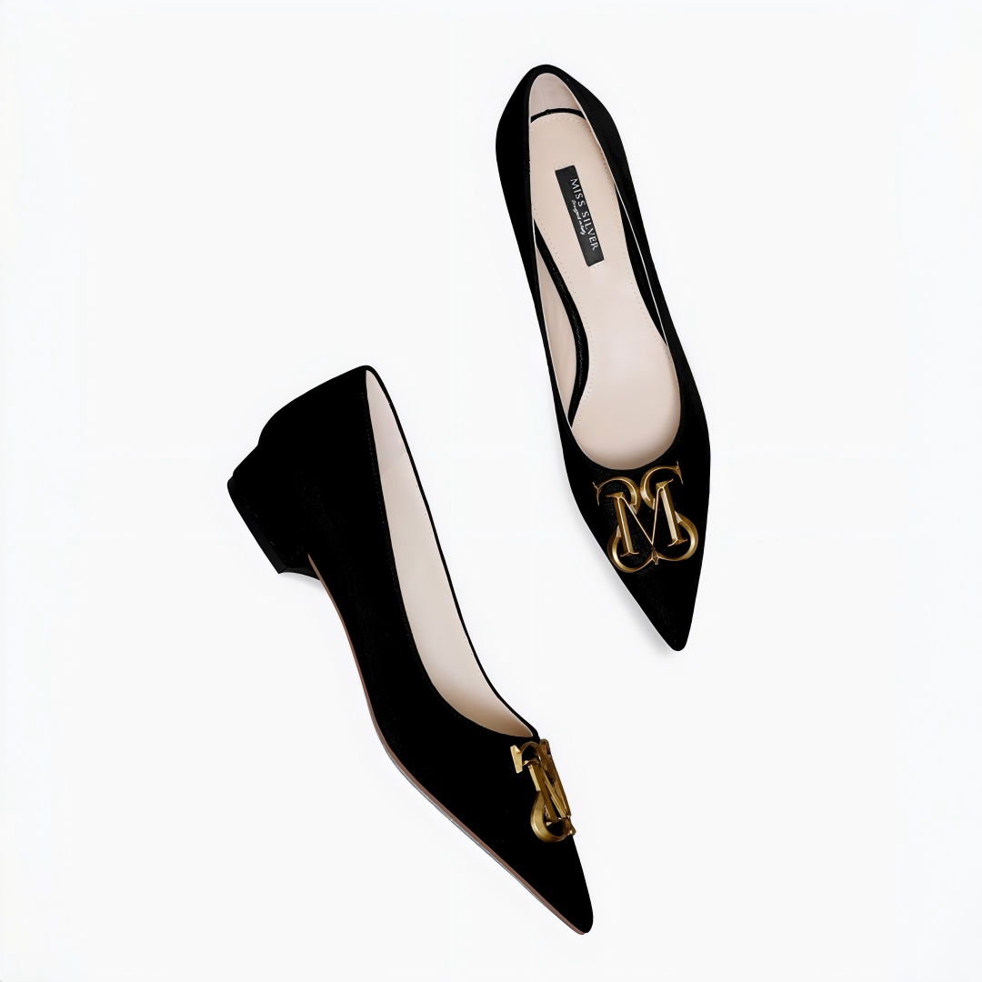 Black Velvet Pointed Toe Flats