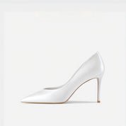White Patent Leather Pointed-Toe Stiletto Pumps