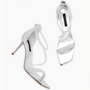 Silver Slingback Rhinestone Heels