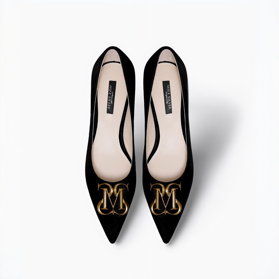 Black Velvet Pointed Toe Flats