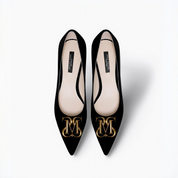 Black Velvet Pointed Toe Flats