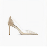 Nude/Clear PVC Rhinestone Pointed Toe Stiletto Pumps
