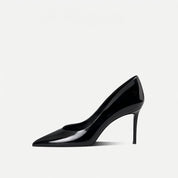 Black Patent Leather Pointed-Toe Stiletto Pumps