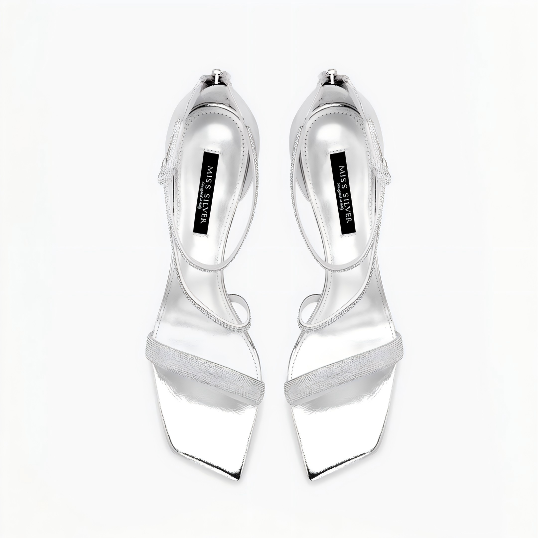 Silver Slingback Rhinestone Heels