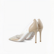 Nude/Clear PVC Rhinestone Pointed Toe Stiletto Pumps