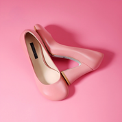 Soft Pink Butter Leather Block Heel Pumps for Feminine Style
