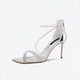 Silver Slingback Rhinestone Heels