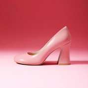 Soft Pink Butter Leather Block Heel Pumps for Feminine Style