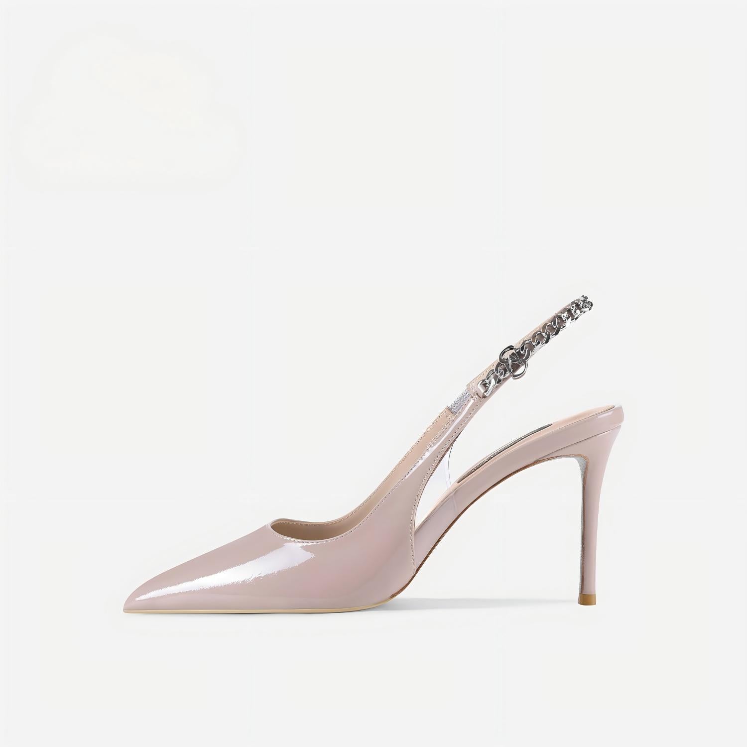 Lilac Patent Leather Pointed Toe Slingback Stiletto Pumps