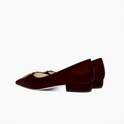 Burgundy Velvet Pointed Toe Flats