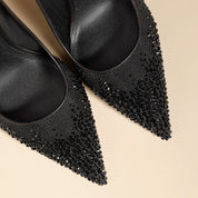Black Sheer Mesh Ombre Rhinestone Pointed Toe Stiletto Bridal Pumps