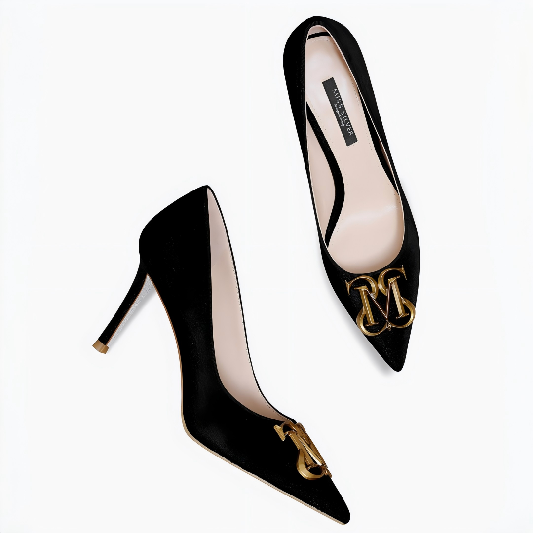 Black Velvet Pointed Toe Stiletto Pumps