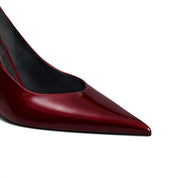 Cherry Red Patent Leather Pointy Toe Stiletto Pumps