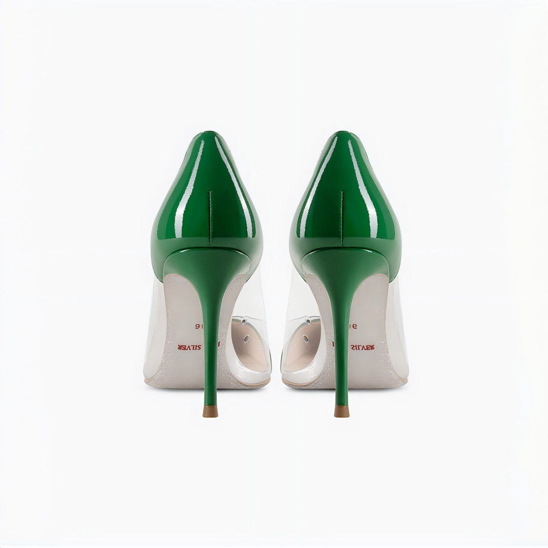 Green Clear PVC Stiletto Heels for Women