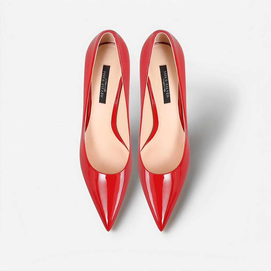 Red Patent Leather Pointed-Toe Stiletto Pumps