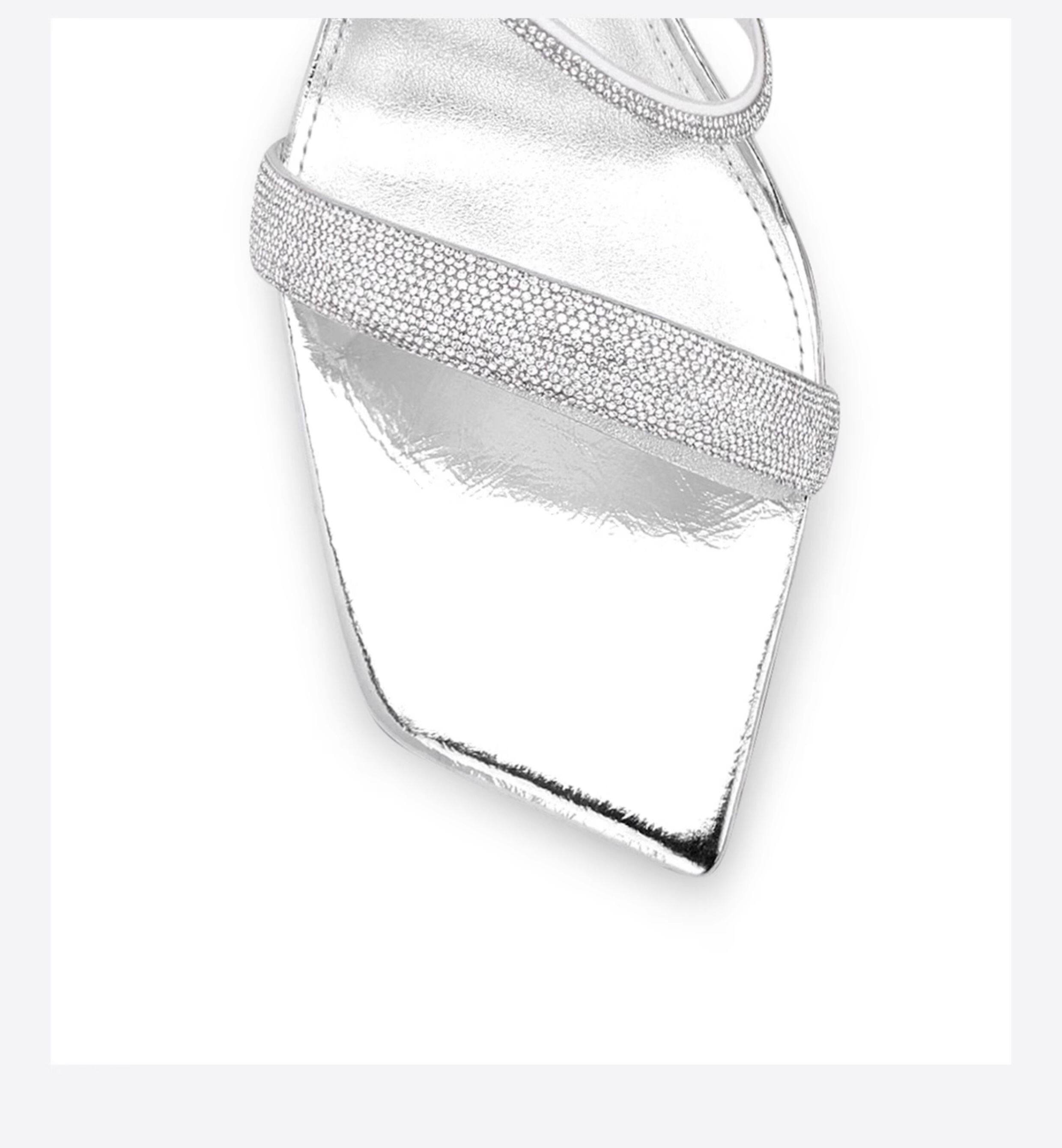 Silver Slingback Rhinestone Heels