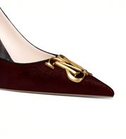 Burgundy Velvet Pointed Toe Stiletto Pumps