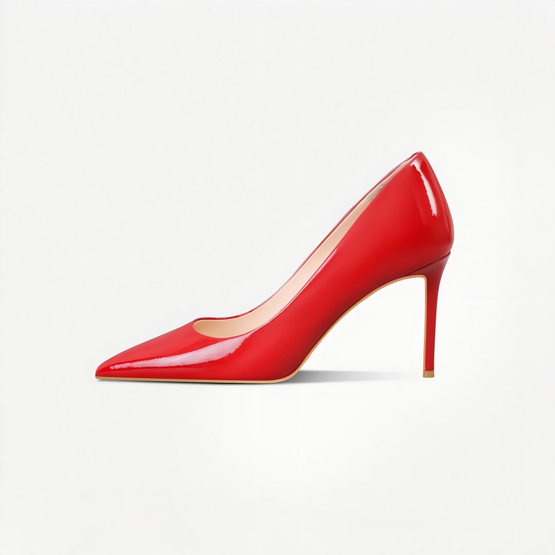 Red Patent Leather Pointed-Toe Stiletto Pumps