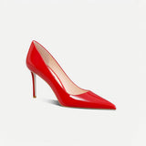 Red Patent Leather Pointed-Toe Stiletto Pumps