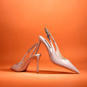Lilac Patent Leather Pointed Toe Slingback Stiletto Pumps