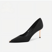 Soft Satin Lambskin Black Heels for Office & Evening Wear