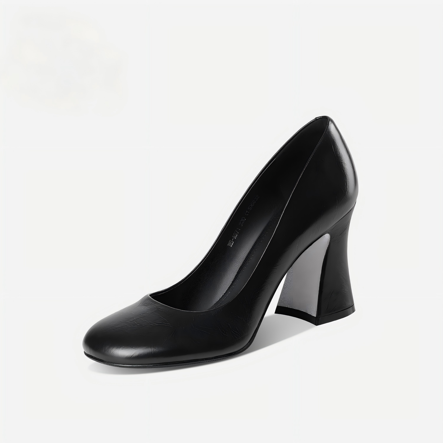 Luxe Black Butter Leather Heels with Comfortable Wide Heel