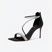 Black Rhinestone Slingback Stiletto Heels