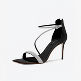 Black Rhinestone Slingback Stiletto Heels
