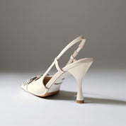 Crystal Buckle Slingback Kitten Heel Pumps
