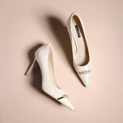 Elegant Off-White Lambskin Pointed-Toe Stiletto Pumps