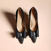 Black Glitter Pointed-Toe Stiletto Pumps