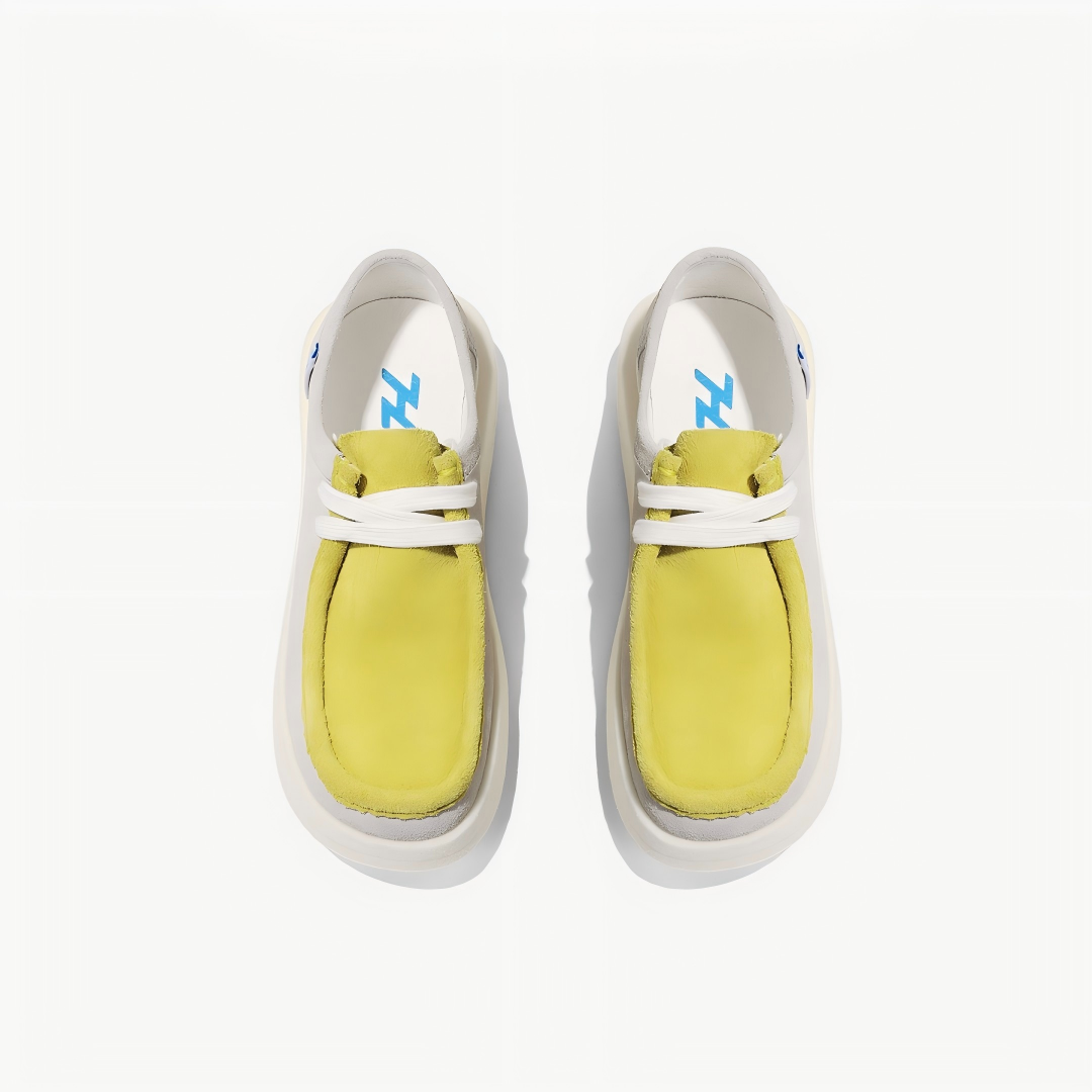 Two-Tone Suede Wallabee Platform Shoes