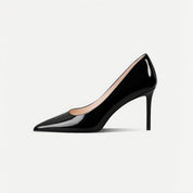 Black Patent Leather Pointed-Toe Stiletto Pumps