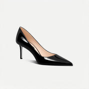 Black Patent Leather Pointed-Toe Stiletto Pumps