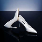 White Patent Leather Pointed-Toe Stiletto Pumps