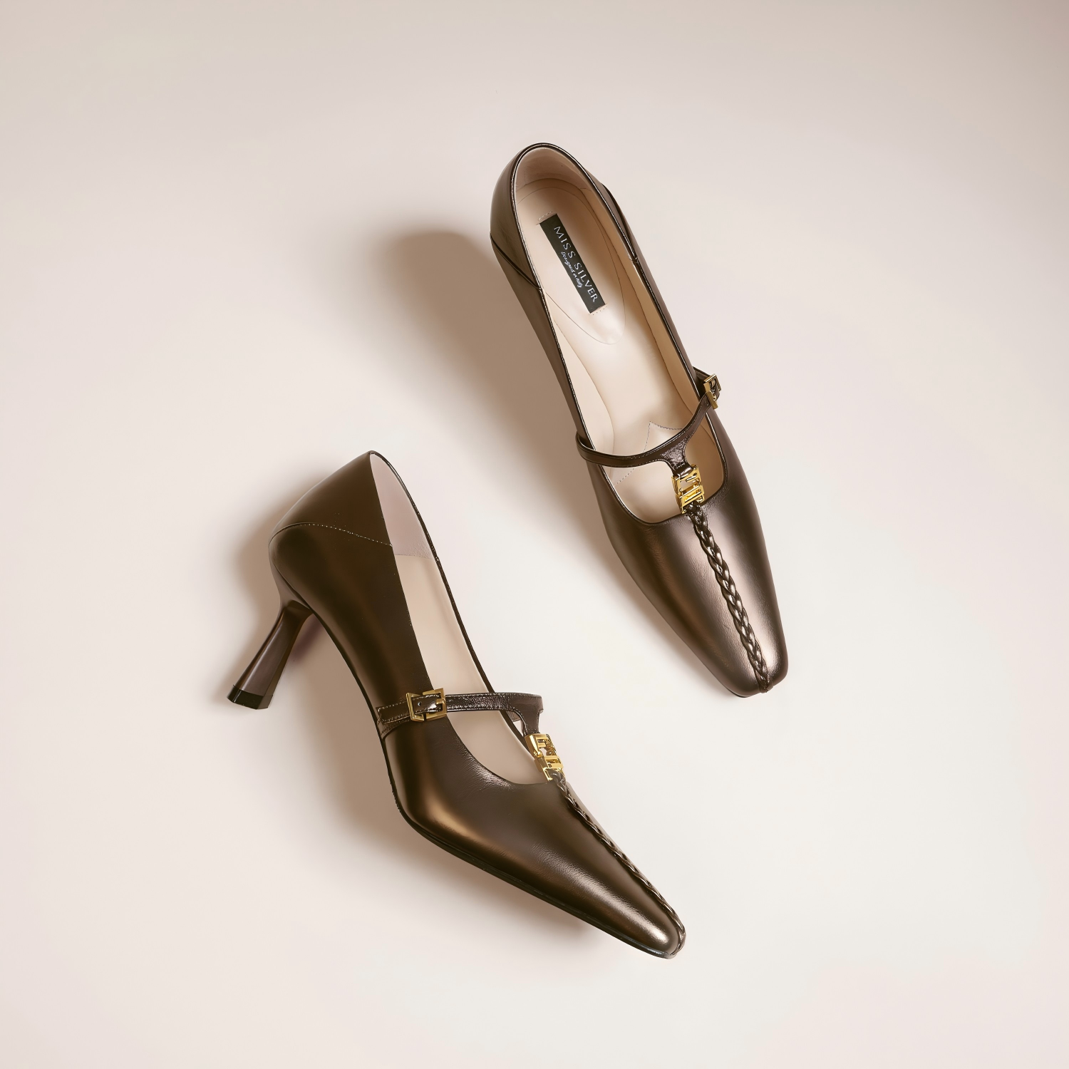 Bronze Sheepskin High Heels for Women