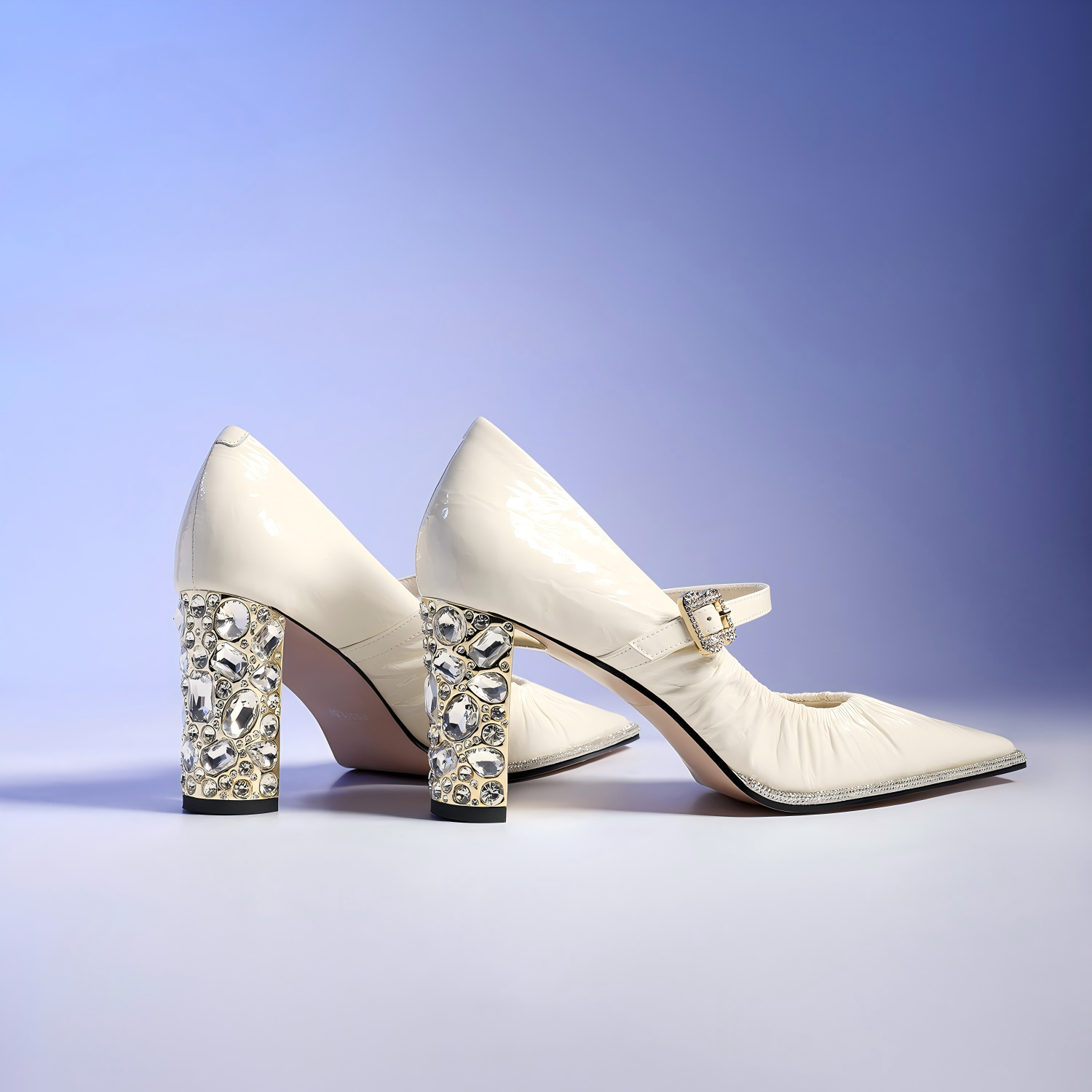 Cream Patent Leather Mary Jane High Heels