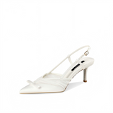 White Slingback Pointed Toe Stiletto Pumps