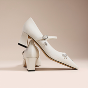 Luxe White Satin Leather Heels for Everyday Elegance