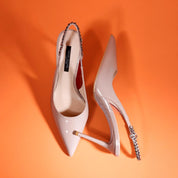 Lilac Patent Leather Pointed Toe Slingback Stiletto Pumps