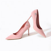 Light Pink Suede Pointed-Toe Stiletto Pumps