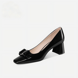 Black Block Heel Mid Heel Pumps – Comfortable Elegant Dress Shoes
