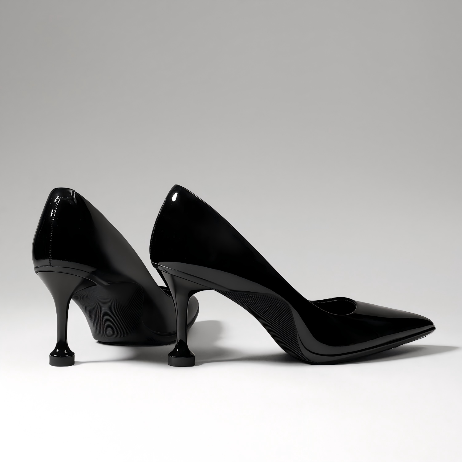 Classic Black Pointed Toe Stilettos in Cow Leather