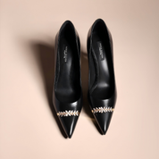 Black Lambskin Pointed-Toe Stiletto Pumps
