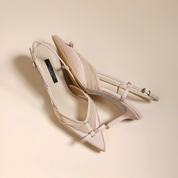 Mesh Bow T-Strap Slingback Pointed Stiletto Pumps
