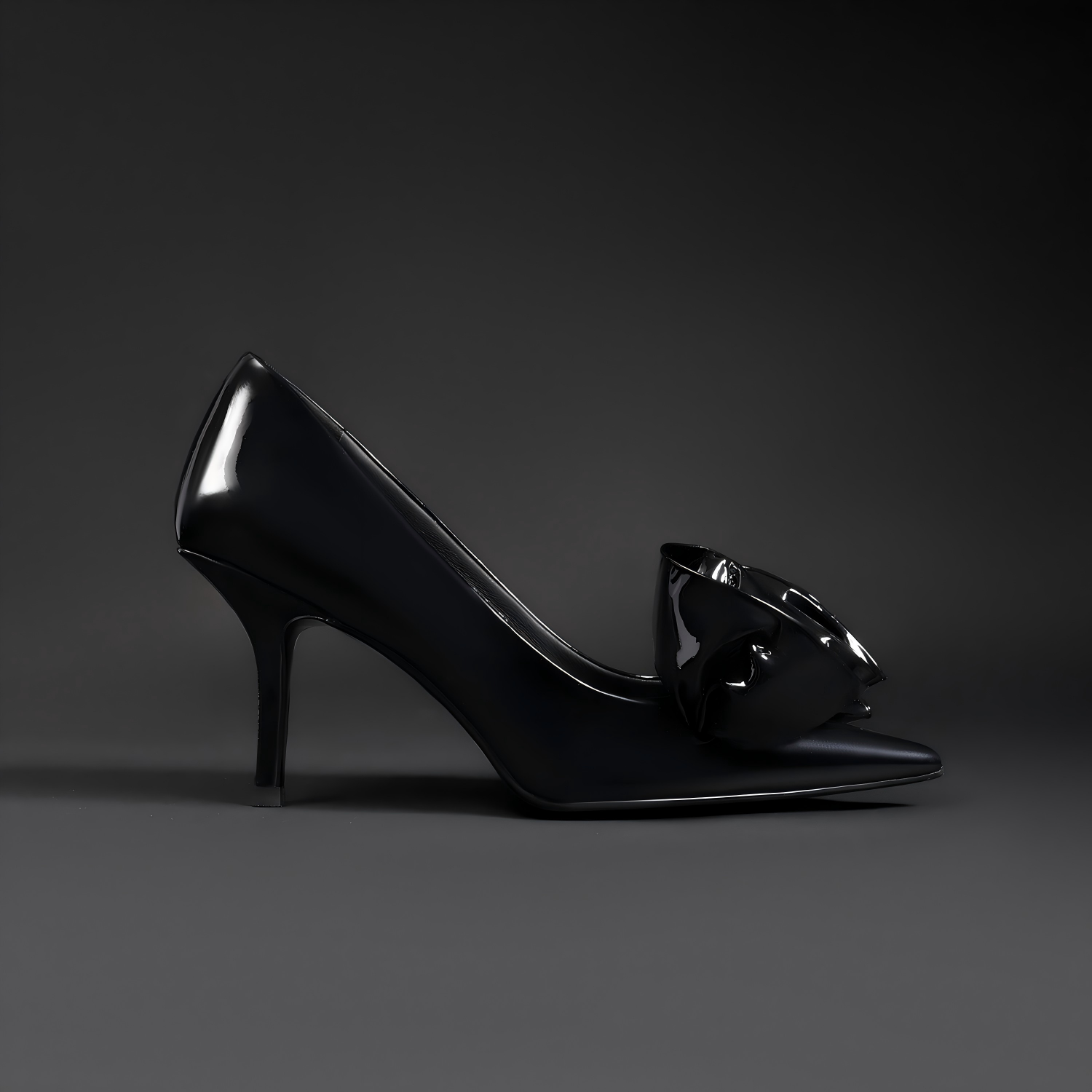 Black Patent Leather Bow Pumps