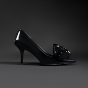 Black Patent Leather Bow Pumps