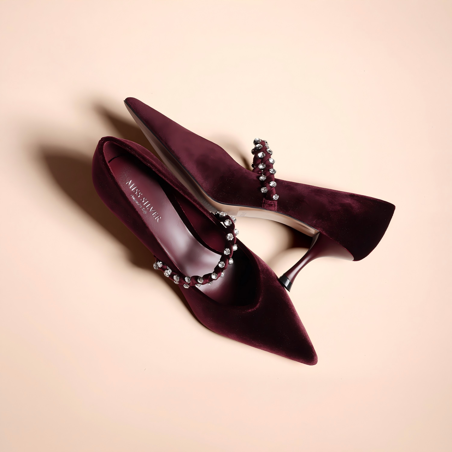 Burgundy Velvet Mary Jane Pumps