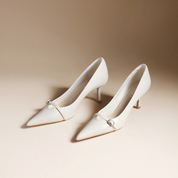 Women’s White Lambskin High Heels – Comfortable & Classic